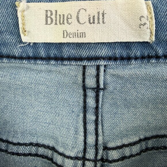 BLUE CULT Denim Relaxed Fit Light Wash Distressed Jeans Y2K Men’s 34 - Picture 5 of 12